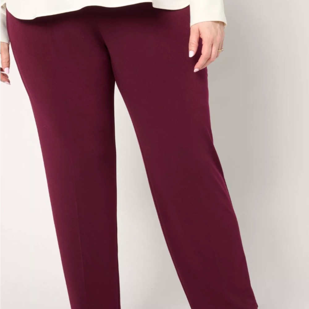 Lane Bryant Straight-Leg Pull-On Pants in Plum